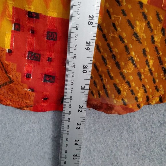Exclusif by Whispers Women‎ Button Up XL Orange Patchwork Long Sleeve Vintage - Picture 4 of 6